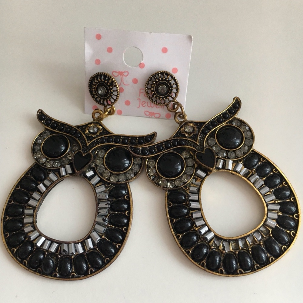 Black Owl Earrings